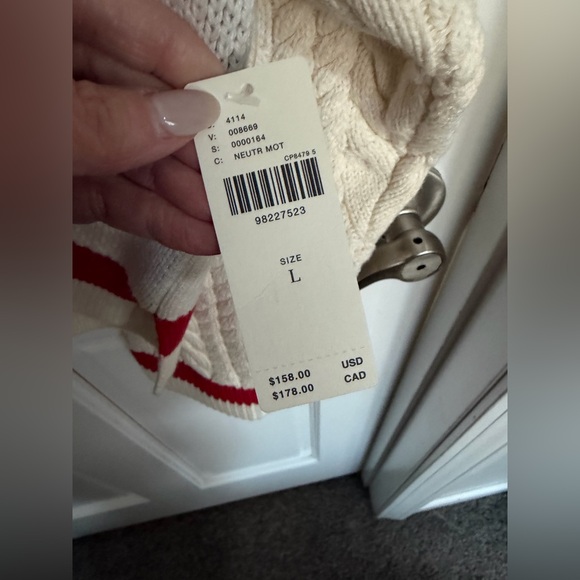 Anthropologie Maeve Nantucket Graphic Cable Knit Sweater - Cream & Red Sz L NWT - Picture 8 of 9